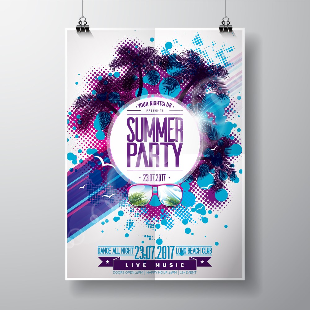 Modern summer party poster