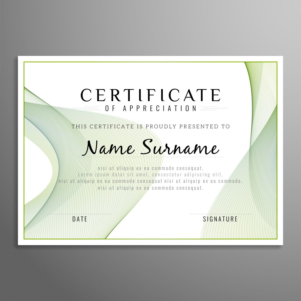 Modern wavy certificate design