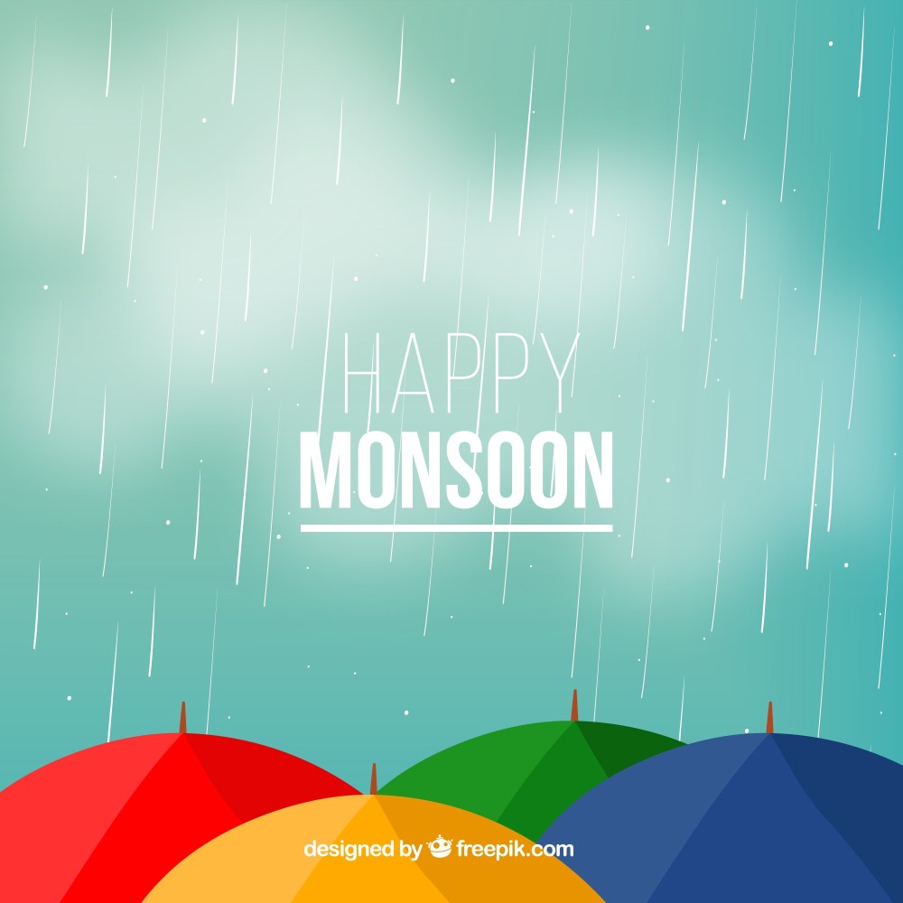 Monsoon background with umbrella
