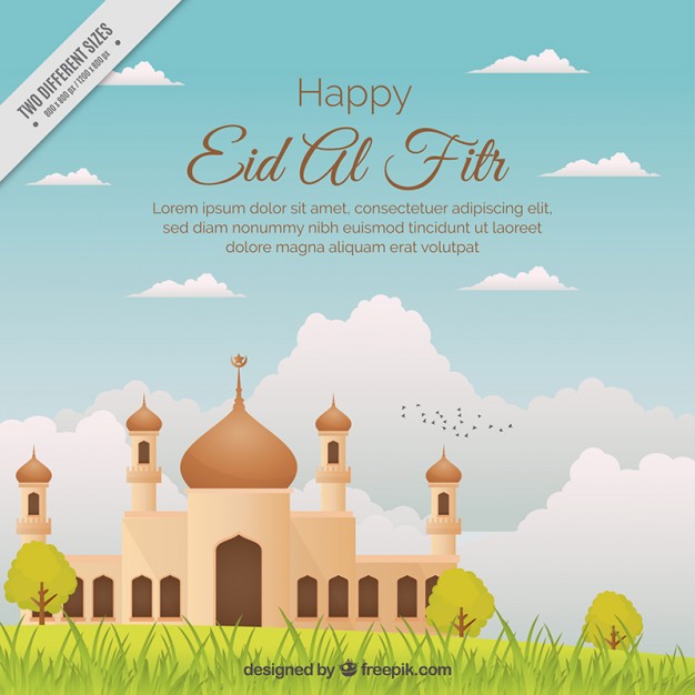 Mosque in a landscape ramadan background