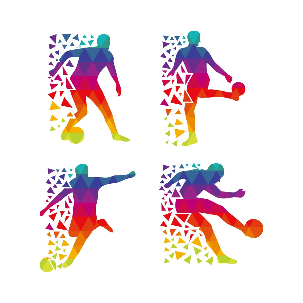 Multicolor footballer silhouette