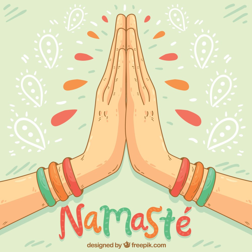Namaste gesture with hand drawn style