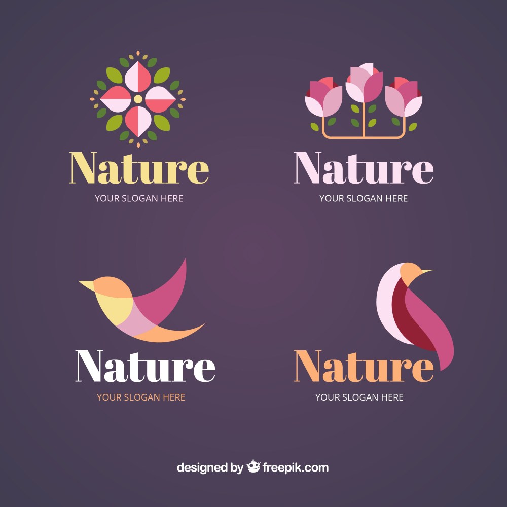 Nature logo collection with flat design