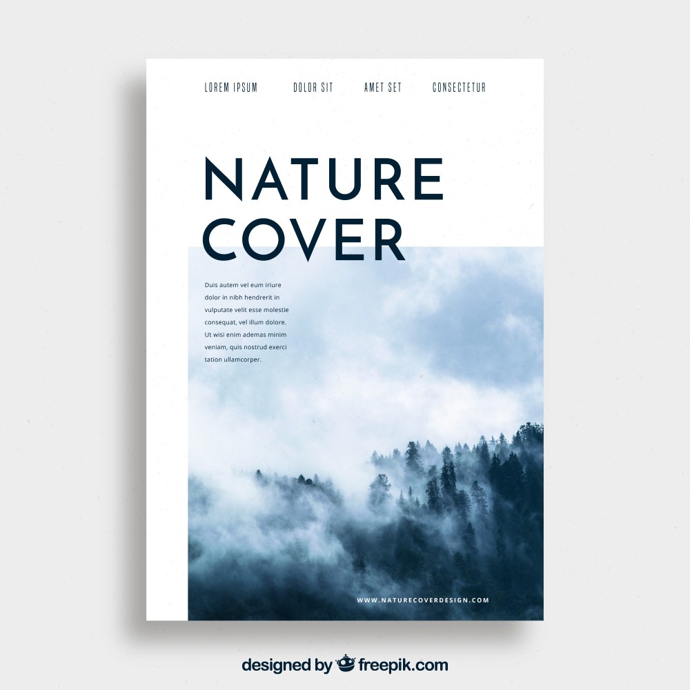 Nature magazine cover template with photo