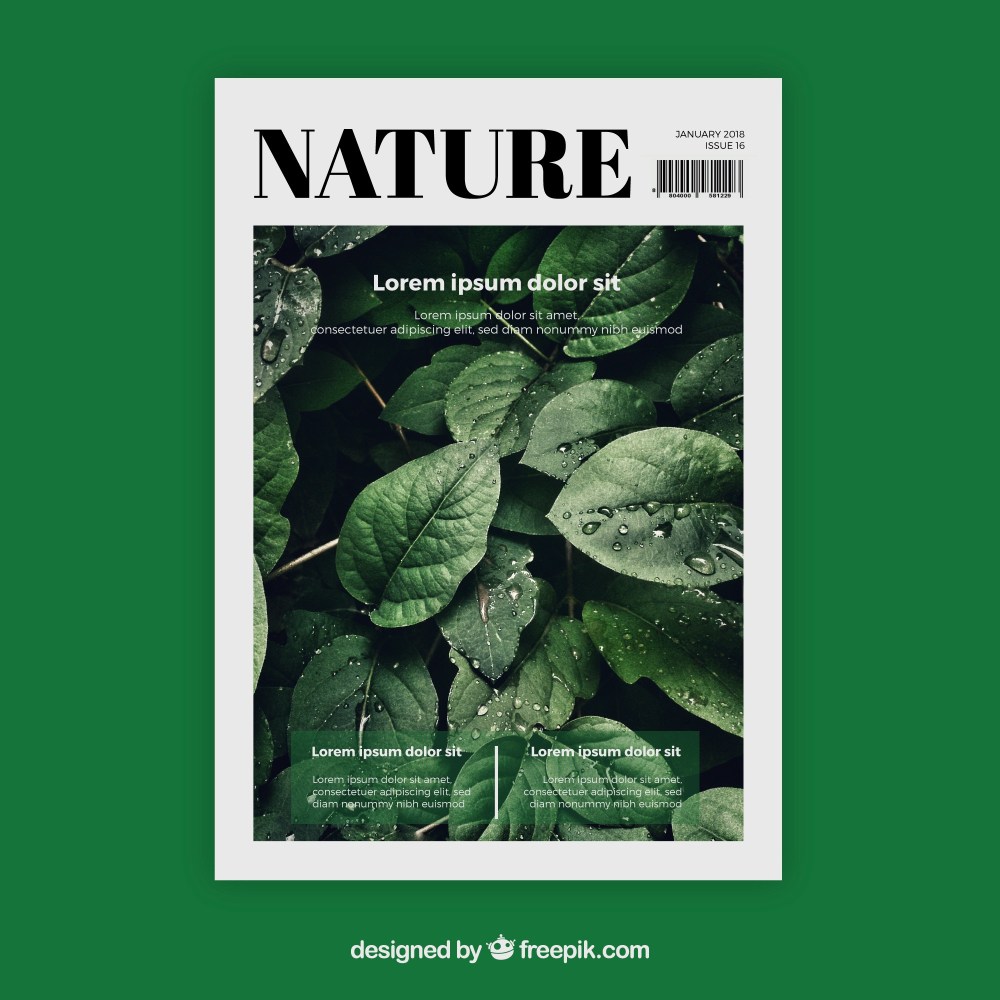 Nature magazine cover template with photo