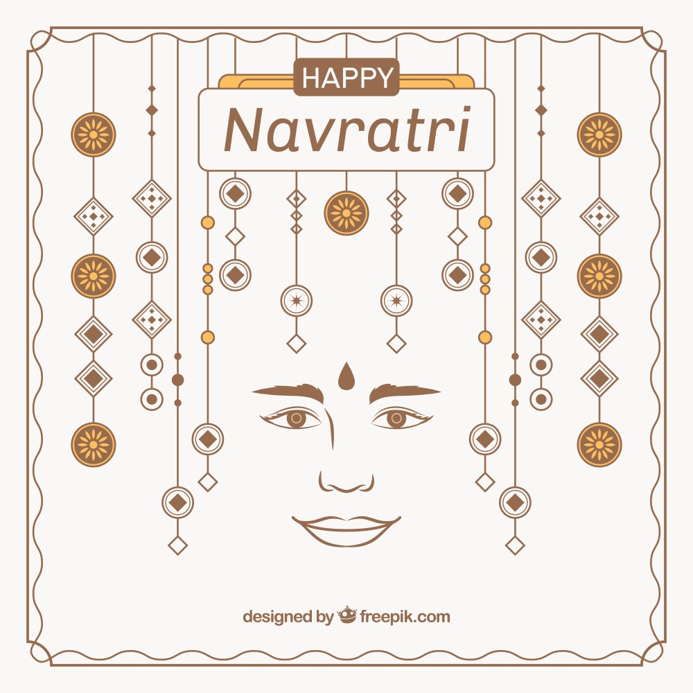 Navratri greeting card with ornaments