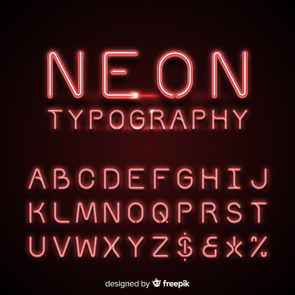 Neon alphabet in red color