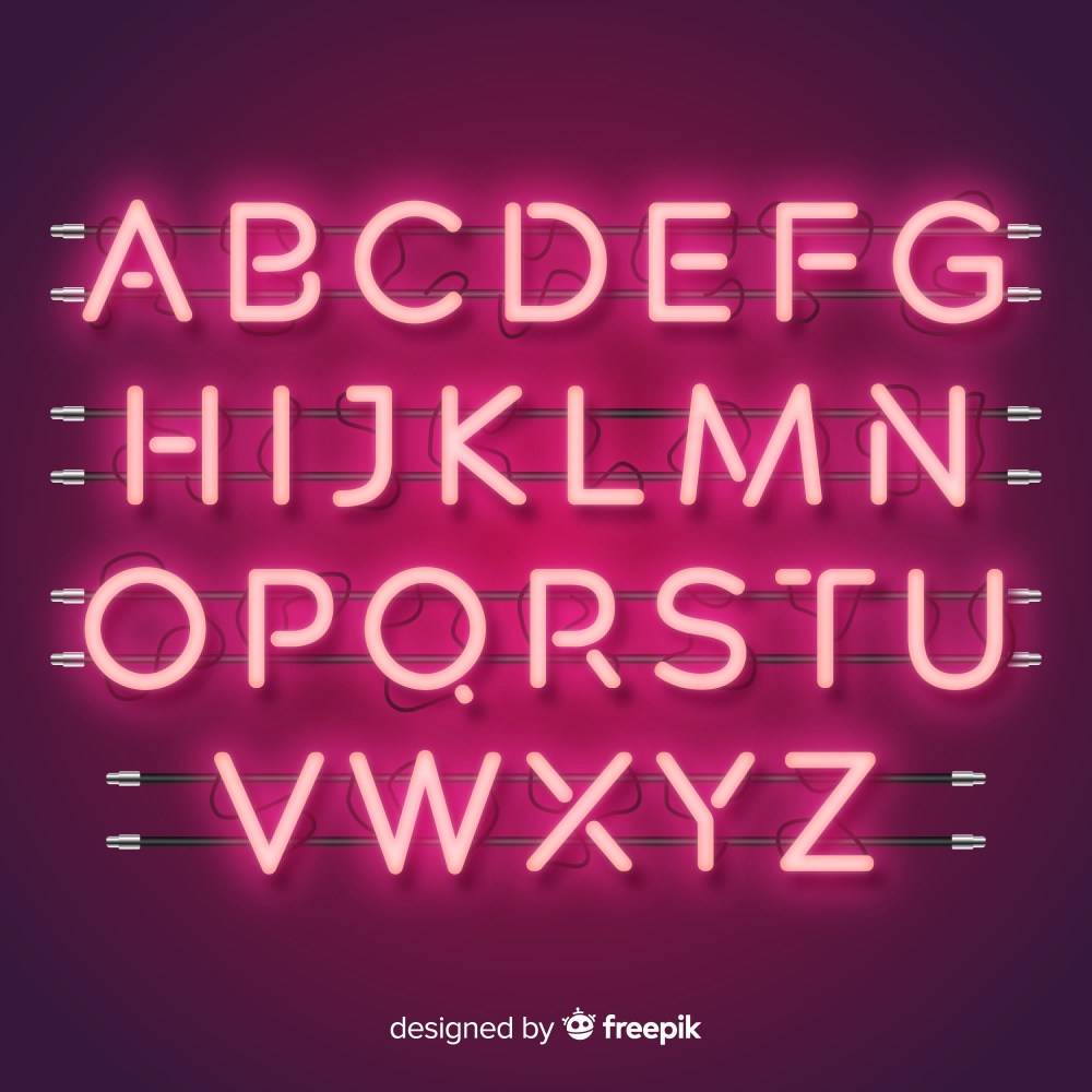 Neon alphabet in retro style 