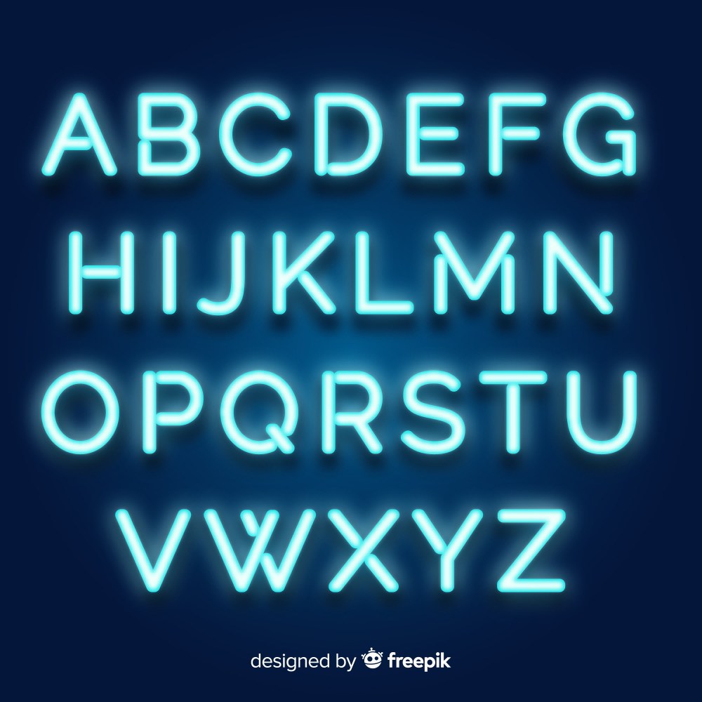 Neon alphabet in retro style 