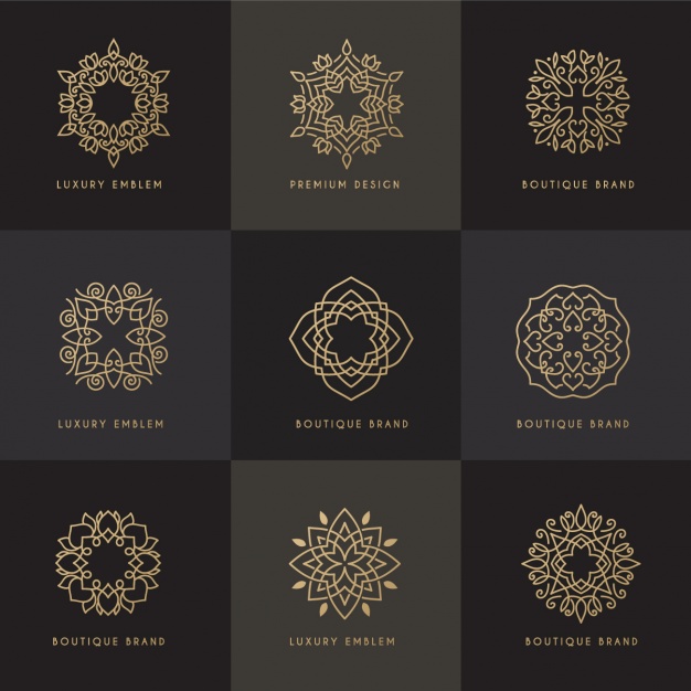 Nine golden ornamental frames