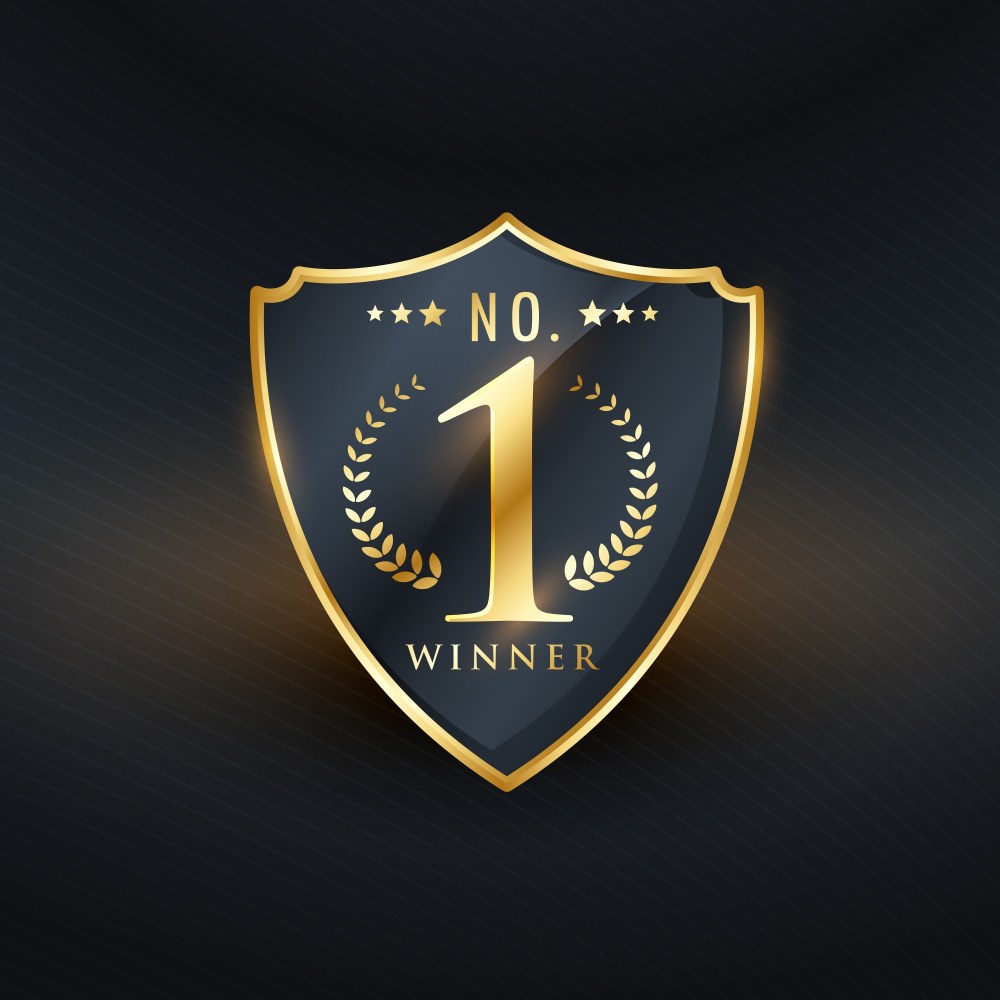 no. 1 winner badge label golden design
