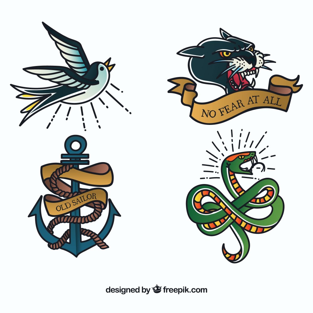 Old school animals tattoo collection
