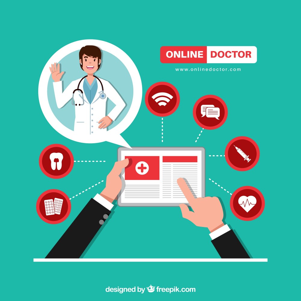 Online doctor design with icons