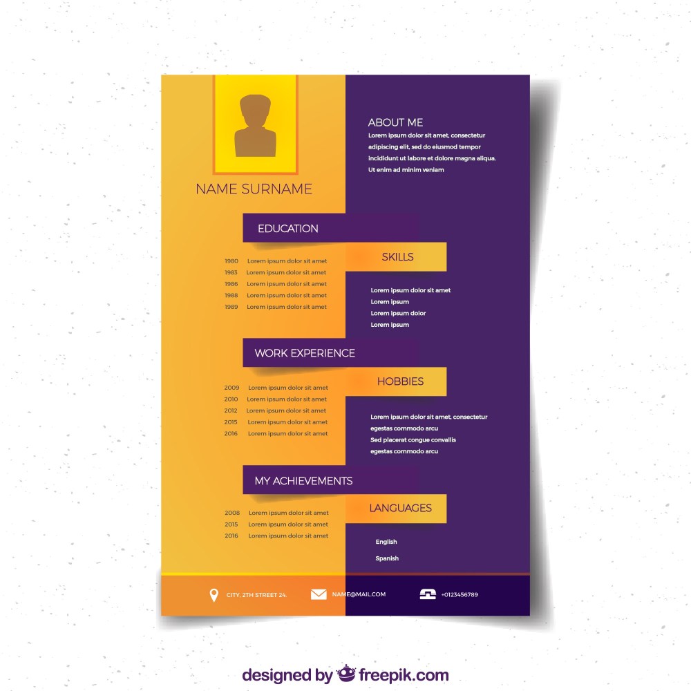 Orange and purple cv design