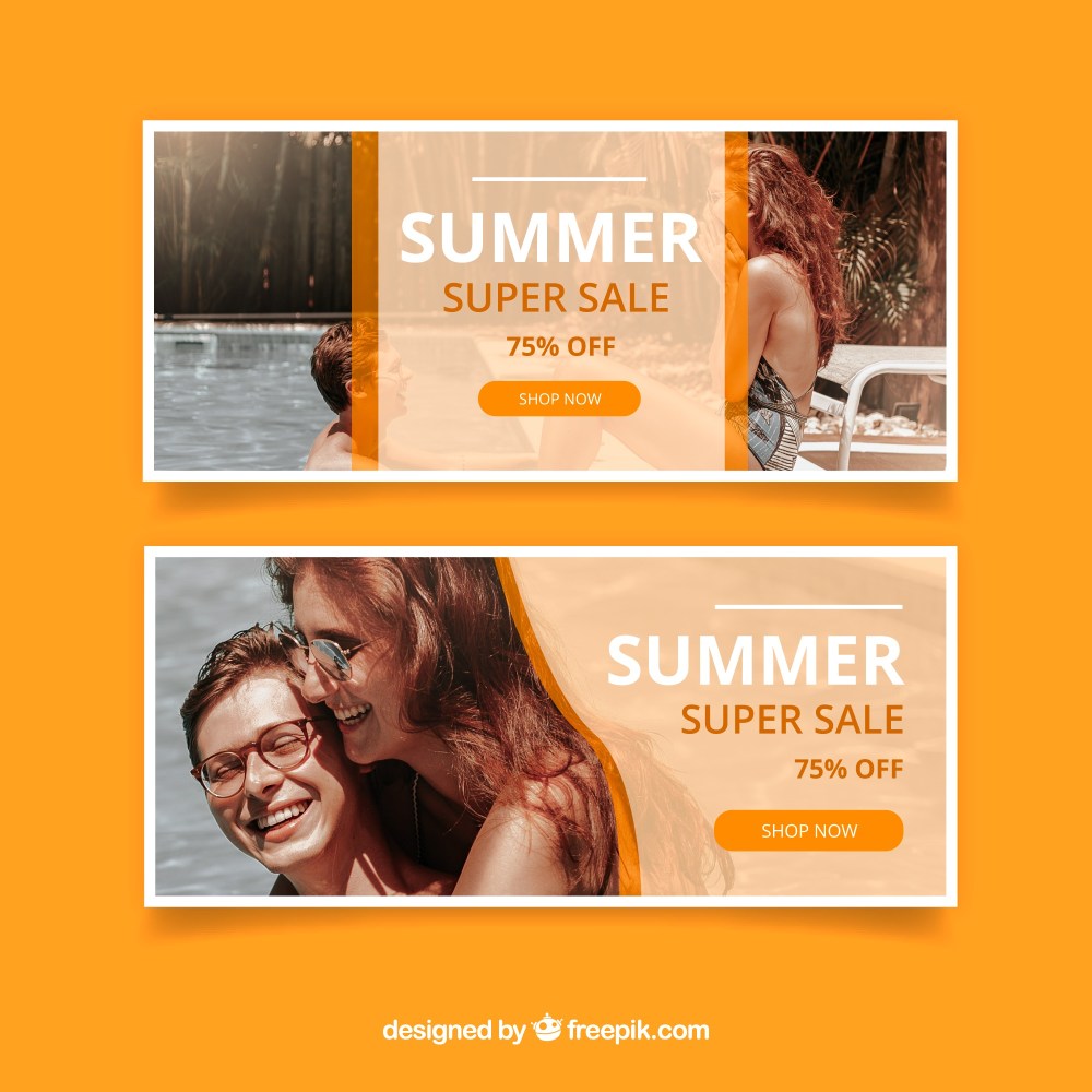 Orange summer sale banners with image