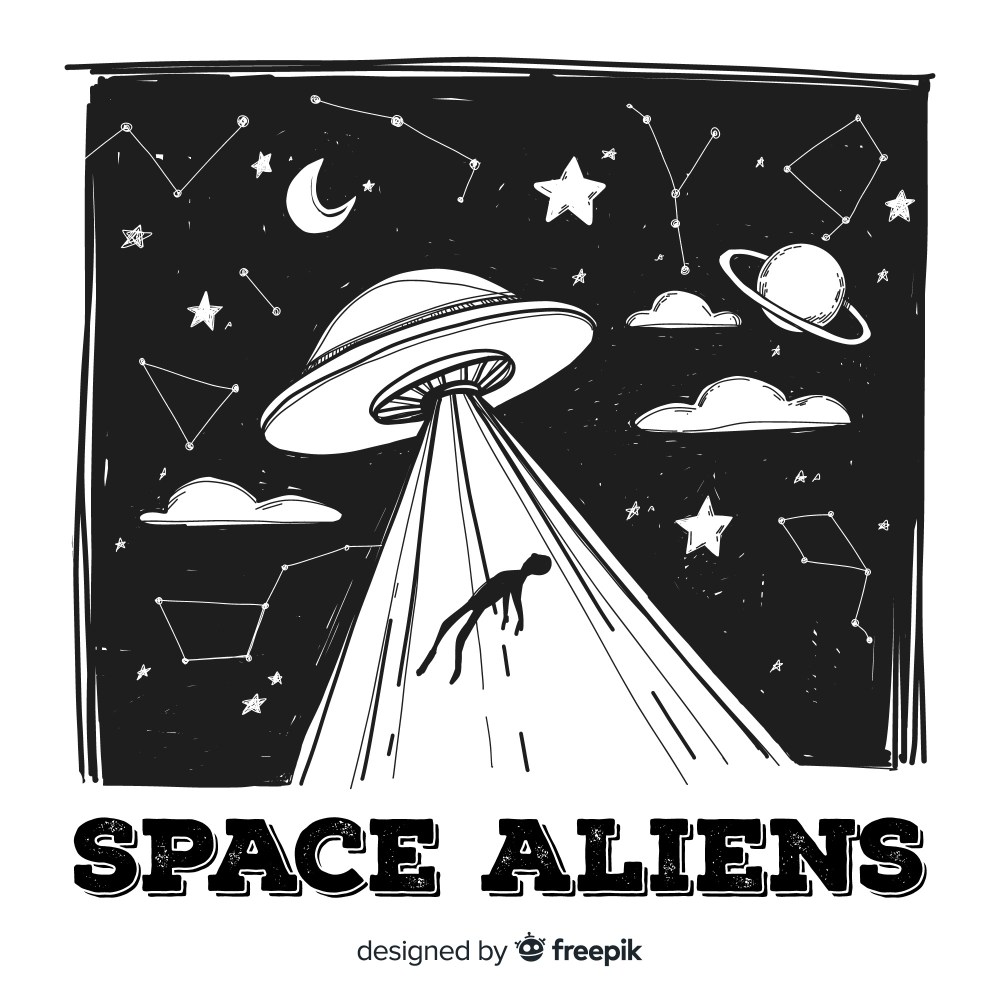 Original hand drawn ufo abduction concept