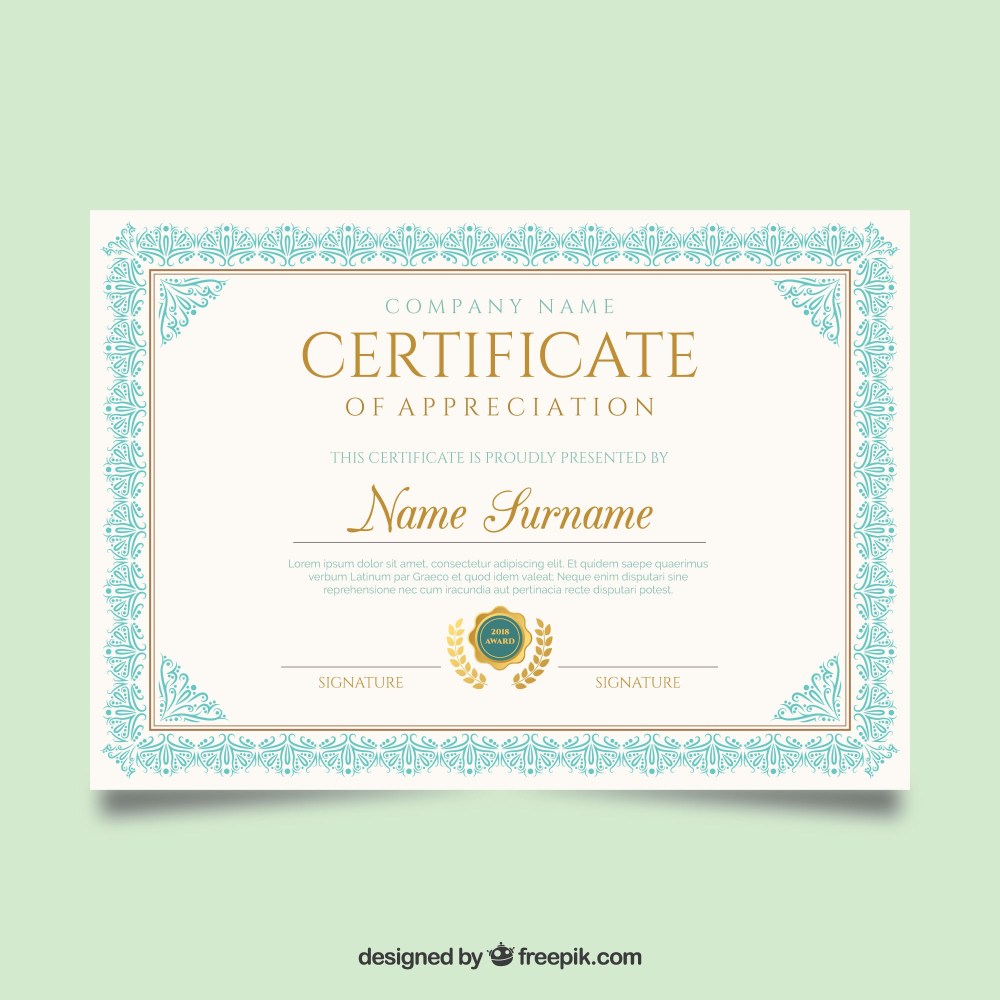 Ornamental certificate border