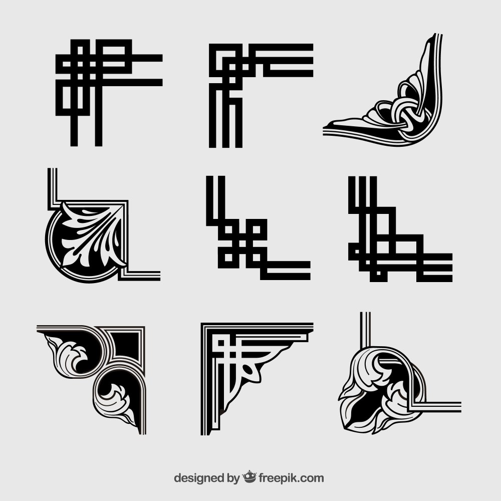 Ornamental corners in retro style