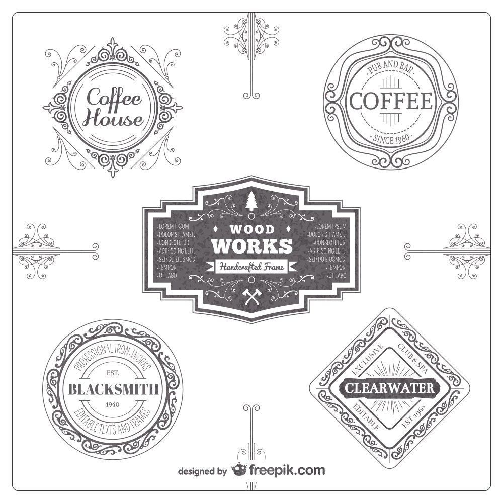 Ornamental logos in retro style