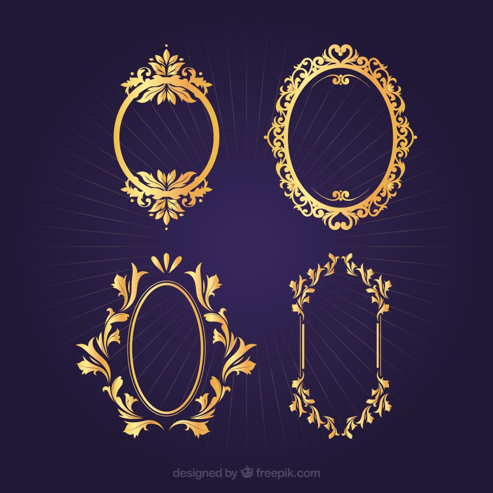 Oval vector vintage frames