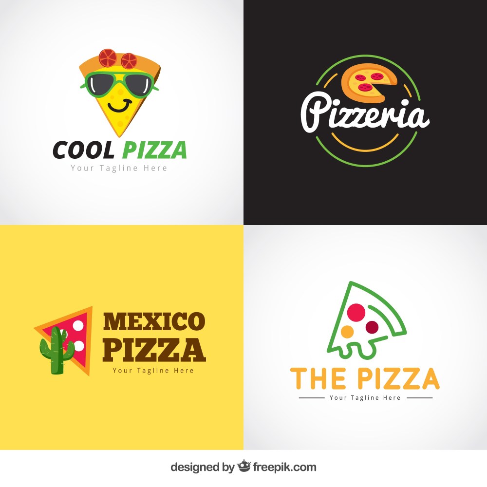 Pack of creative pizza logos