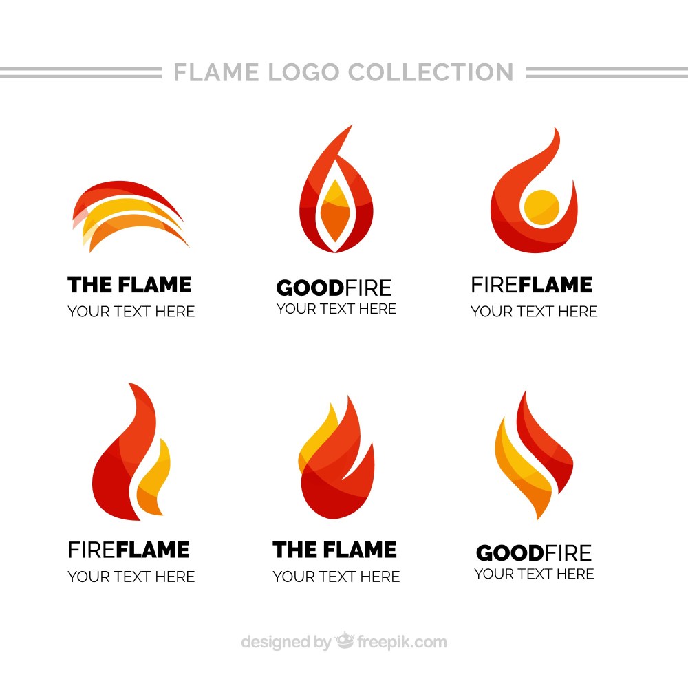 Pack of flame logos with different colors