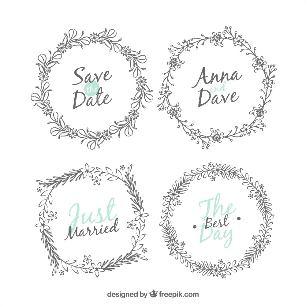 Pack of four round wedding frames