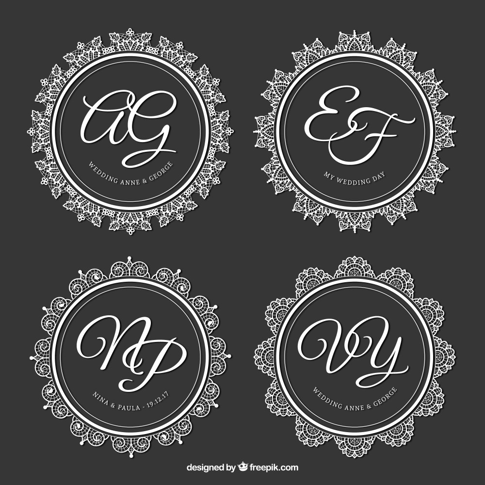 Pack of four white wedding frames