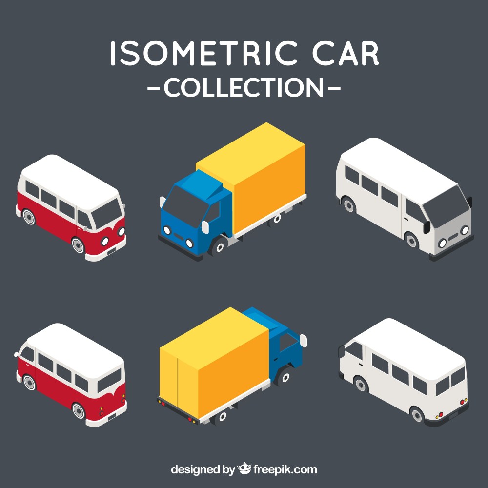 Pack of isometric vehicles
