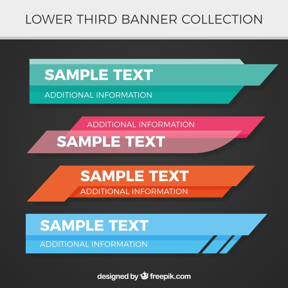 Pack of modern lower thirds in flat design