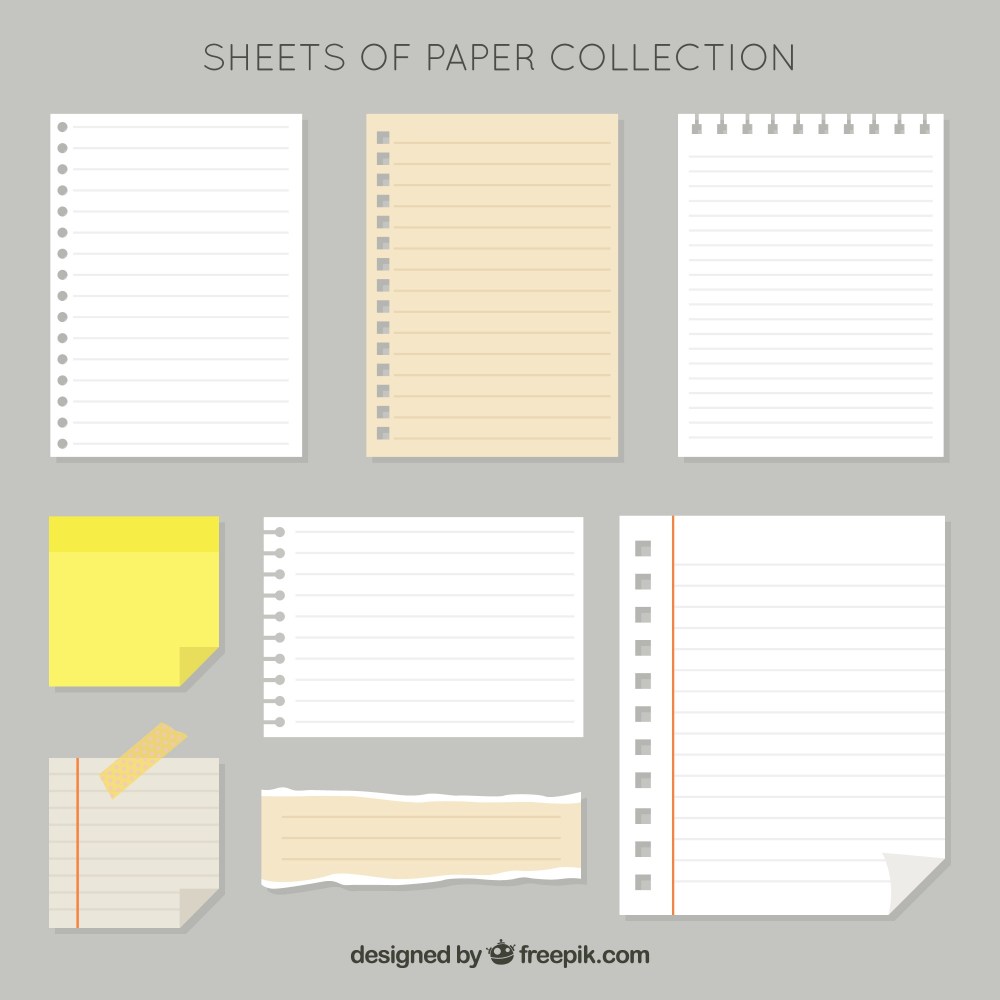 Pack of paper sheets and post-it