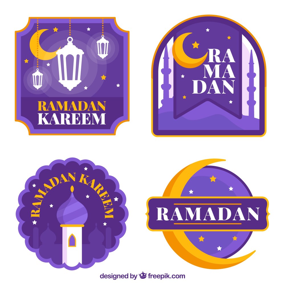 Pack of purple ramadan badges