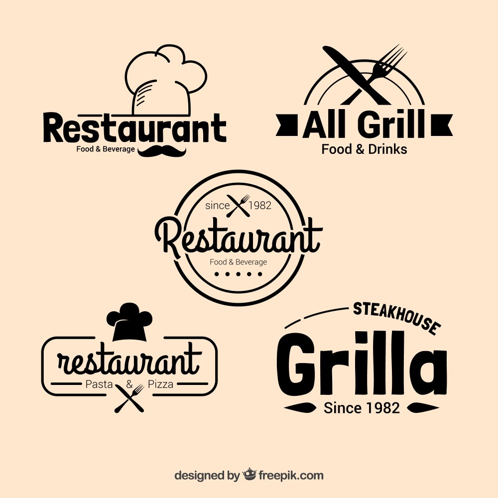 Pack of restaurant logos in vintage design
