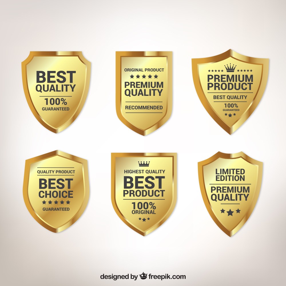 Pack of six golden quality shields
