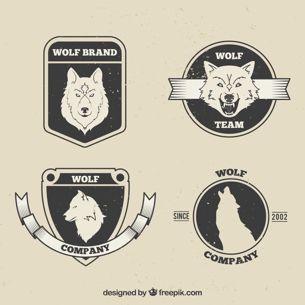 Pack of vintage wolf badges