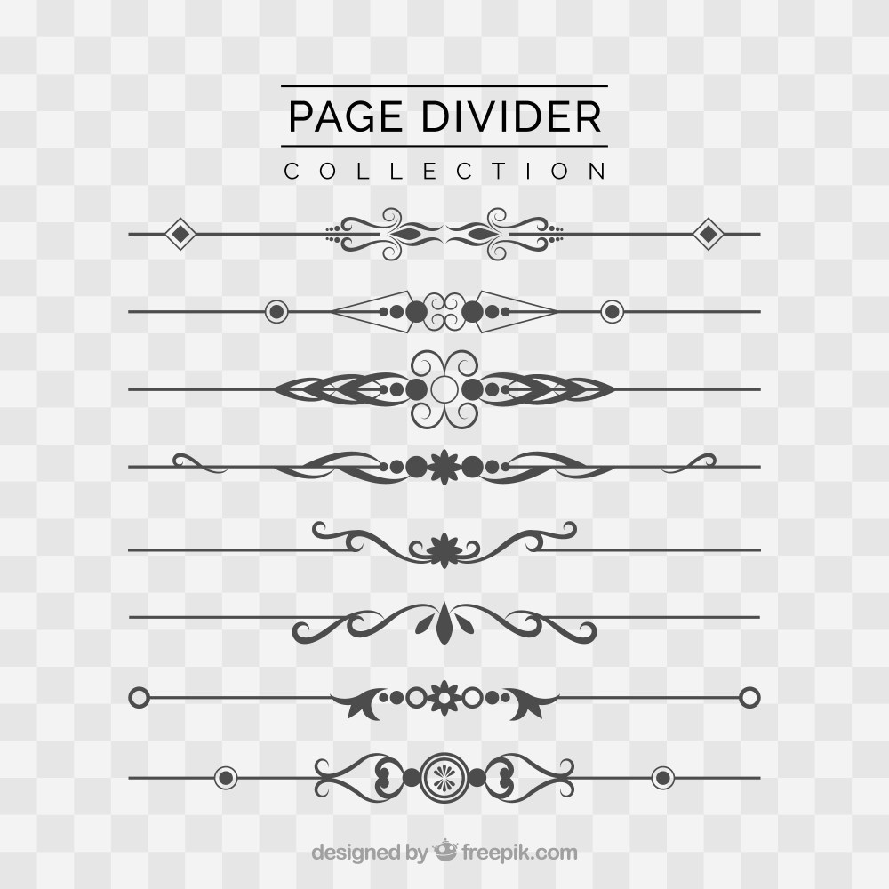 Page dividers collection without background
