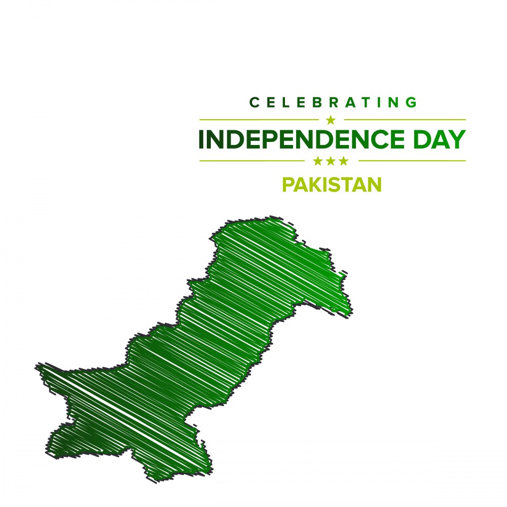 Pakistan Independence Day with pakistan map.
