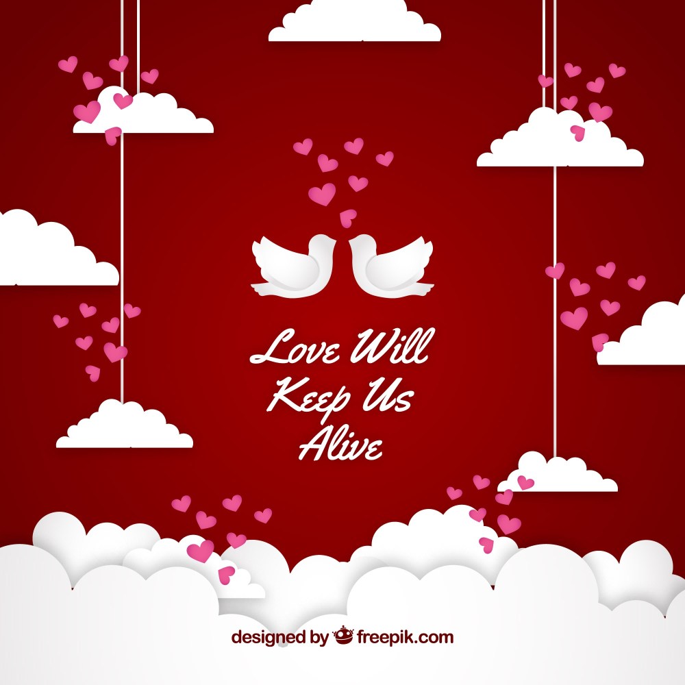 Paper cut valentine's day with hearts