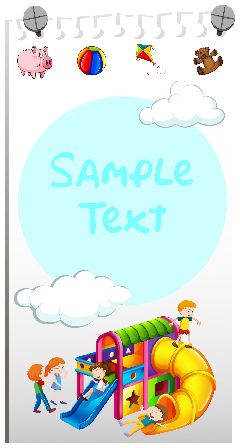 Paper template with kids playing slide
