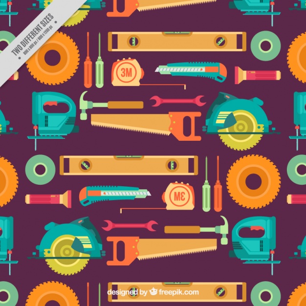 Pattern of tools in flat design 
