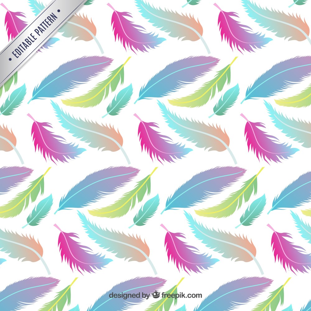 Pattern with colorful feathers