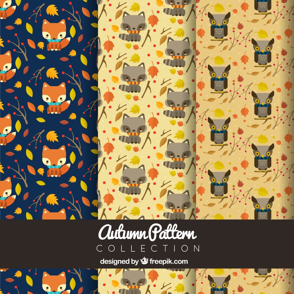 Patterns with animals for autumn