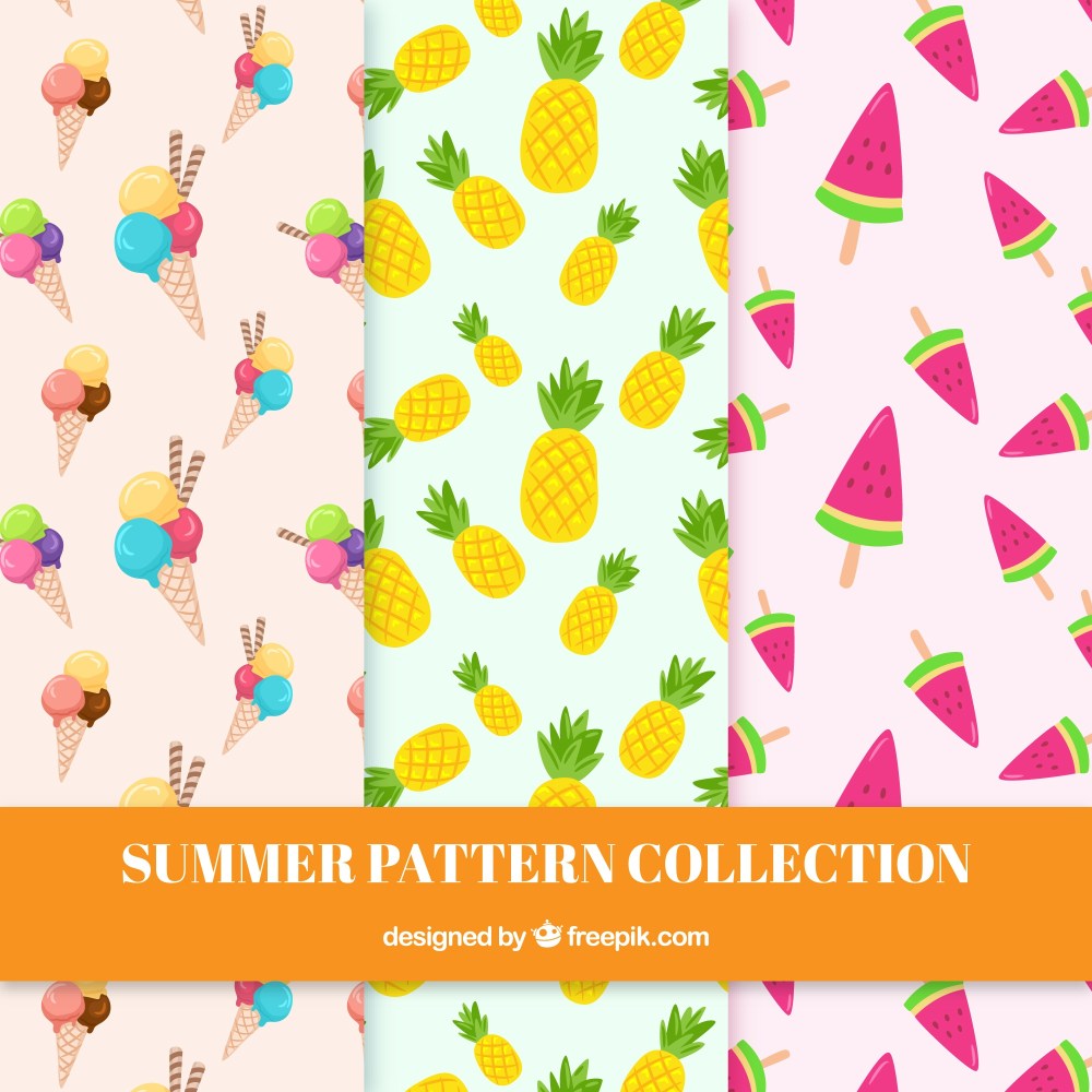 Patterns with fruit and ice cream