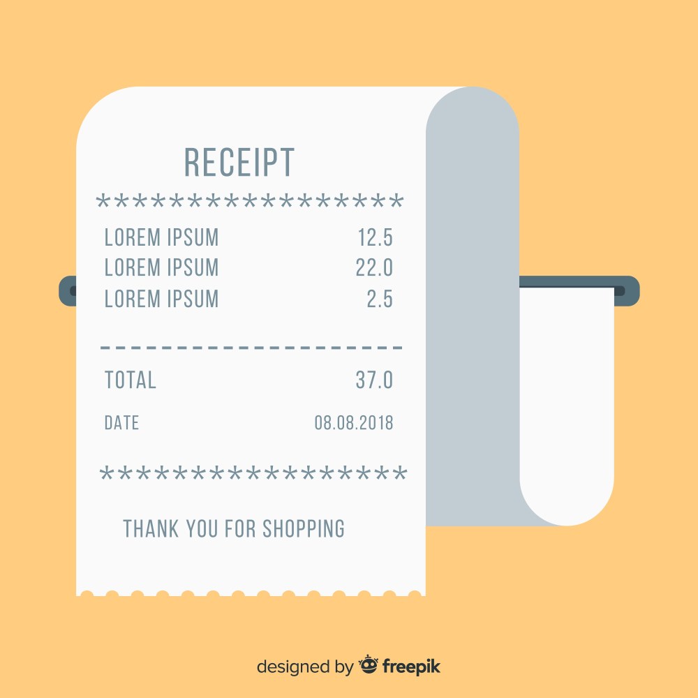 Payment receipt template with flat design