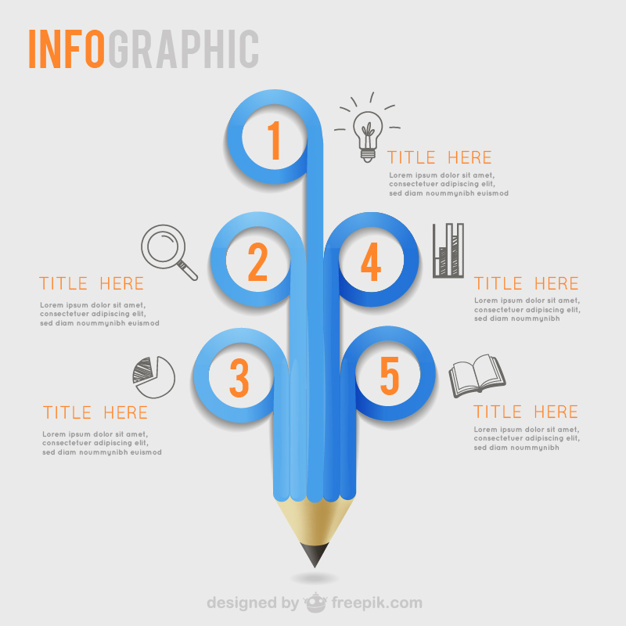 Pencil infographic template vector