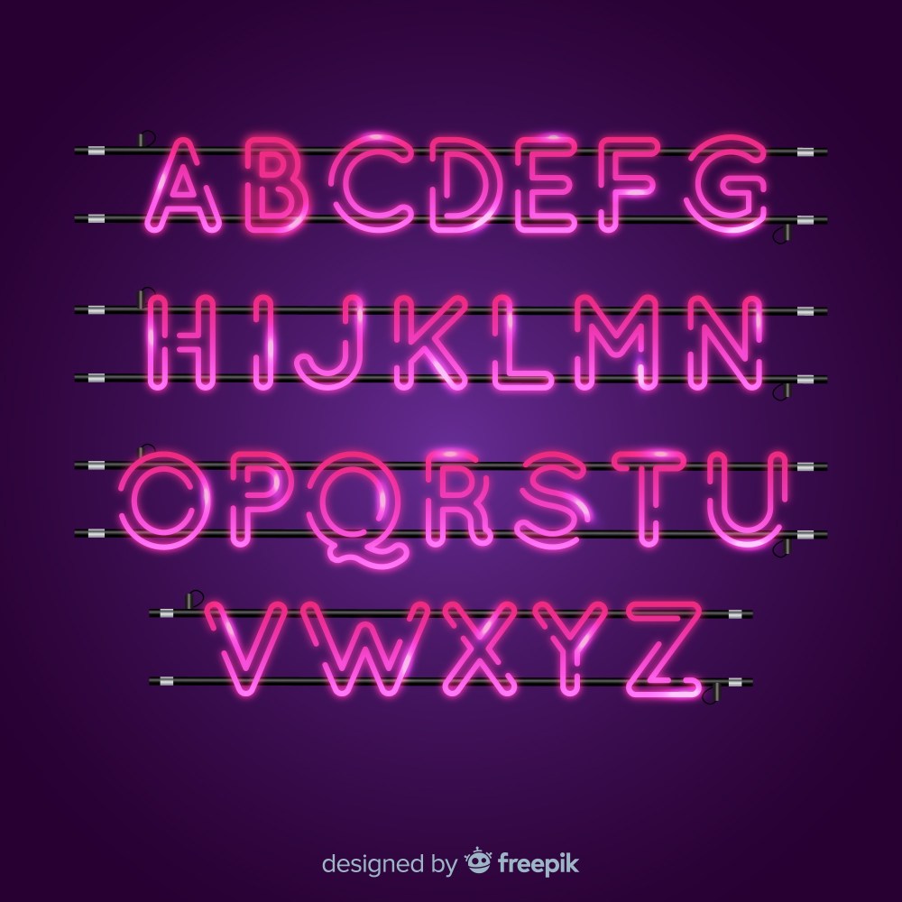 Pink neon alphabet
