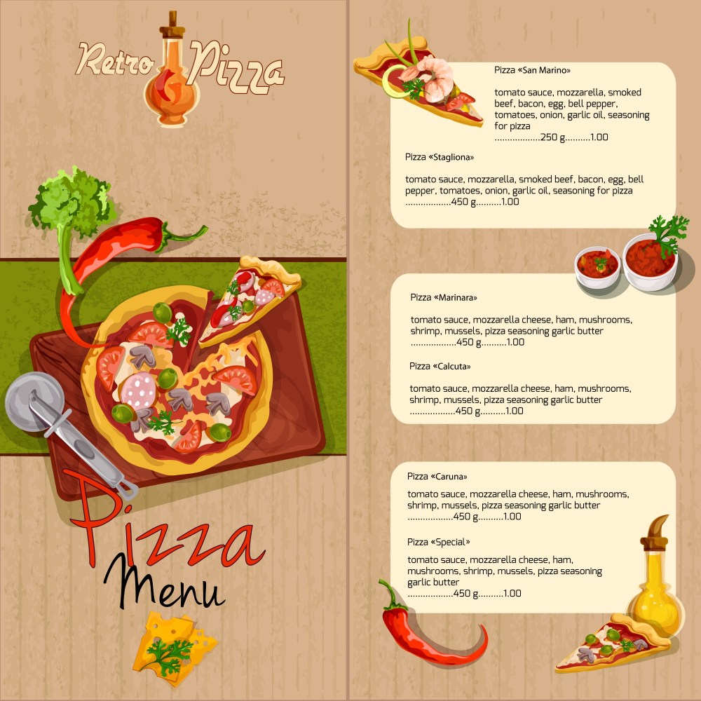 Pizza restaurant menu