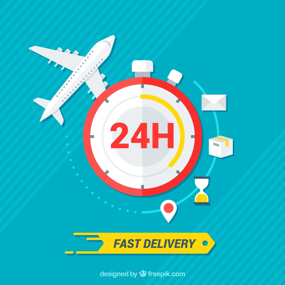 Plane and clock with flat design