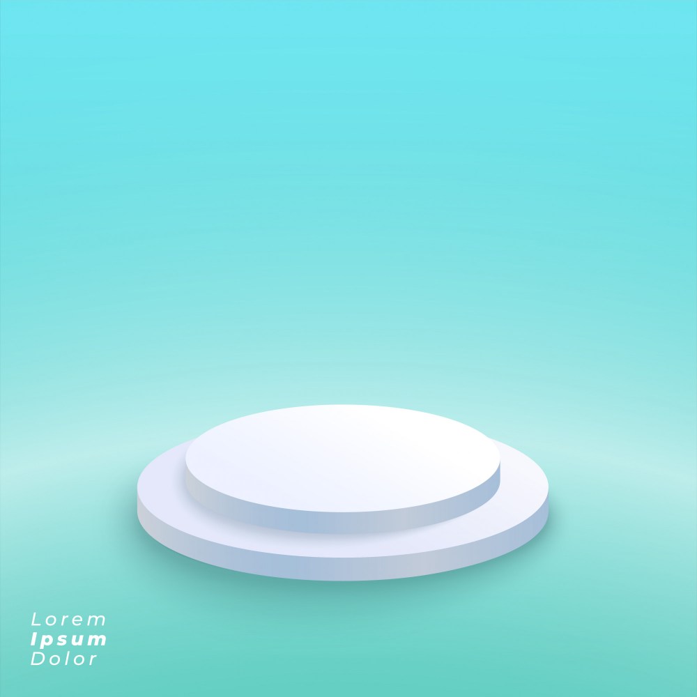 podium platform on blue studio background