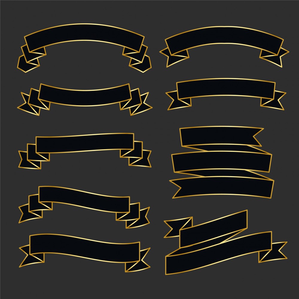 premium black and gold ribbon set
